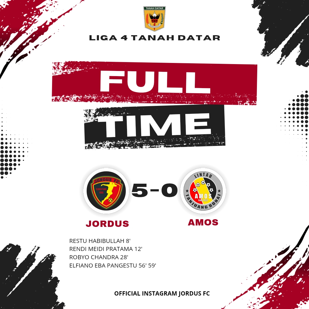 Liga 4 Tanah Datar, Jordus FC Bungkam Amos FC Lintau 5-0  (grafik Instagram Jordus FC )